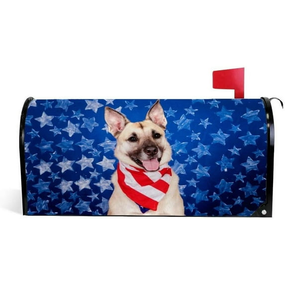 Magnetic Mailbox Covers 4th July Dog Mailbox Stickers Mail Wraps Post Cover Standard Size 20.7x18.03 inch Home Decor