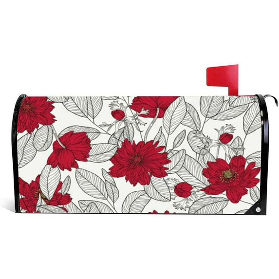 Magnetic Mailbox Covers Mailbox Stickers MailWraps Post Cover Floral Eucalyptus Leaves Anemone Standard Size 20.7x18.03 inch Home Decor