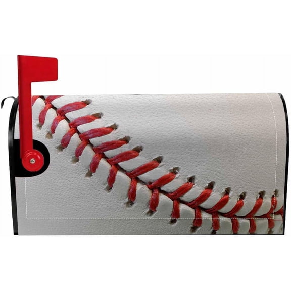 Magnetic Mailbox Covers Polyester Oxford Cloth Anti-UV and Reusable Letterbox Cover 21×18 Inch,Baseball Ball Closeup