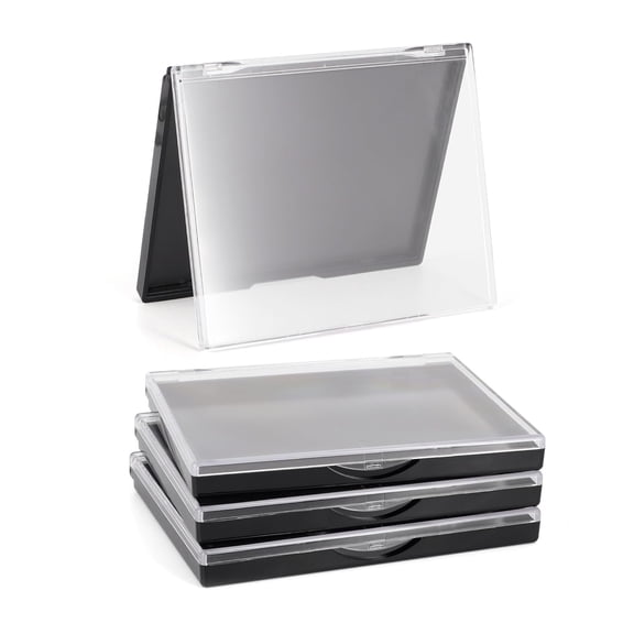 Magnetic Makeup Palette with Clear Top, 3Pack Empty Eyeshadow Pan Dispensing Storage Box with 60Pcs Adhesive Metal Stickers for DIY Cosmetics Lipstick Blush Powder-4.8" x 4"Palette