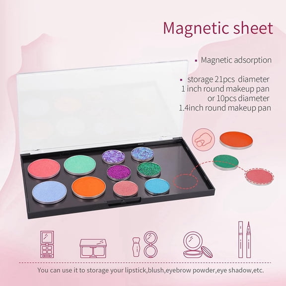 Magnetic Makeup Palette with Clear Top, 4Pack Empty Eyeshadow Pan Dispensing Storage Box for DIY Cosmetics Blush Powder