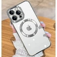 thumbnail image 1 of Magnetic Matallic Glossy Clear for iPhone 13 Pro Case with Full Camera Cover Protection [No.1 Strong N52 Magnets] [Military Grade Drop Protection] for Women Girls Phone Case (6.1")-Silver, 1 of 12