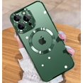 thumbnail image 1 of Magnetic Matallic Glossy Clear for iPhone 13 Pro Case with Full Camera Cover Protection [No.1 Strong N52 Magnets] [Military Grade Drop Protection] for Women Girls Phone Case (6.1")-Green, 1 of 12