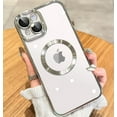 thumbnail image 1 of Magnetic Matallic Glossy Clear for iPhone 14 Plus Case with Full Camera Cover Protection [No.1 Strong N52 Magnets] [Military Grade Drop Protection] for Women Girls Phone Case (6.7")-Silver, 1 of 12