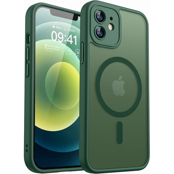 Magnetic Matte Case, Shockproof, Deep Green, iPhone 12