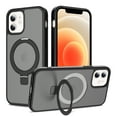 thumbnail image 1 of Magnetic Matte Phone Case with Ring Kickstand for iPhone 14 (6.1"), Compatible with MagSafe and Magnetic Car Mount/Power Bank, Anti-Scratch, Protective Translucent Back Cover, Black, 1 of 7