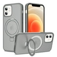 thumbnail image 1 of Magnetic Matte Phone Case with Ring Kickstand for iPhone 15 Pro (6.1"), Compatible with MagSafe and Magnetic Car Mount/Power Bank, Anti-Scratch, Protective Translucent Back Cover, Gray, 1 of 6