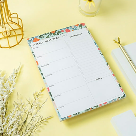Magnetic Meal Planner Notebook - Weekly Menu Fitness Recipe List Pad - Grocery Shopping List Tear Off Notepad - Paper Diet Organizer for Kitchen Refrigerator Gym Office