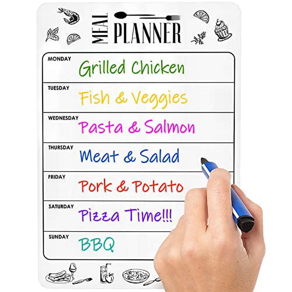 Magnetic Meal Planner for Refrigerator Dry Erase A4 - Magnet Weekly ...