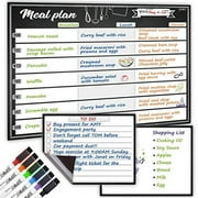 Magnetic Meal Planning Whiteboard - 14.5x11" Weekly Menu Board for Fridge - 7.5?x5.5" Notes - 7.5"x5.5" Whiteboard for Kitchen Refrigerator - 6 Colors whiteboard Markers Included.