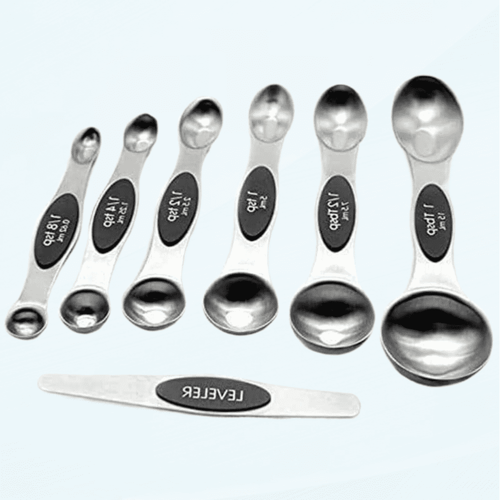 Magnetic Measuring Spoons Black Set of 7,Dual Sided, Stainless Steel ...