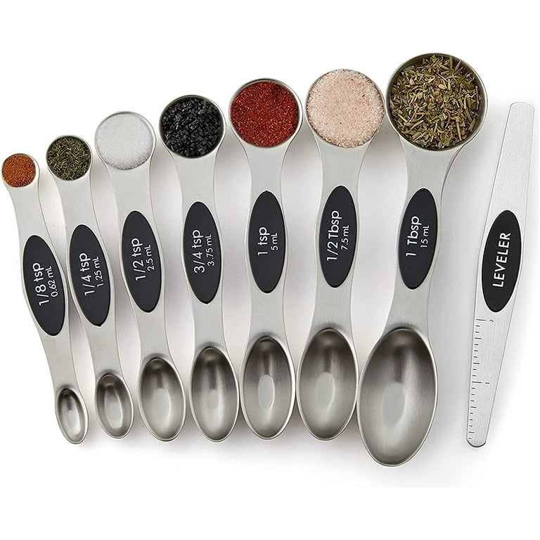 Dropship Set Of 8; Magnetic Measuring Spoon Set; Double Sided Stainless  Steel Measuring Spoons; Fits In Spice Jars; Stackable Teaspoons; For  Measuring Dry And Liquid Ingredients to Sell Online at a Lower