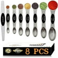 thumbnail image 1 of Magnetic Measuring Spoons Set, Dual Sided, Stainless Steel, Fits in Spice Jars (8Pcs-Black), 1 of 7