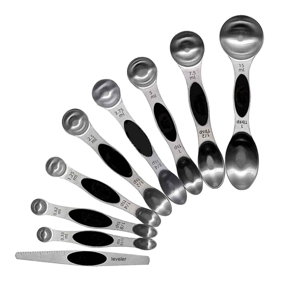 Magnetic Measuring Spoons Set, Stainless Steel Double Headed Stackable Kitchen Spoons for Dry & Liquid Ingredients, Teaspoon Tablespoon Measuring Utensils for Baking Cooking Spices Coffee Sugar Flour