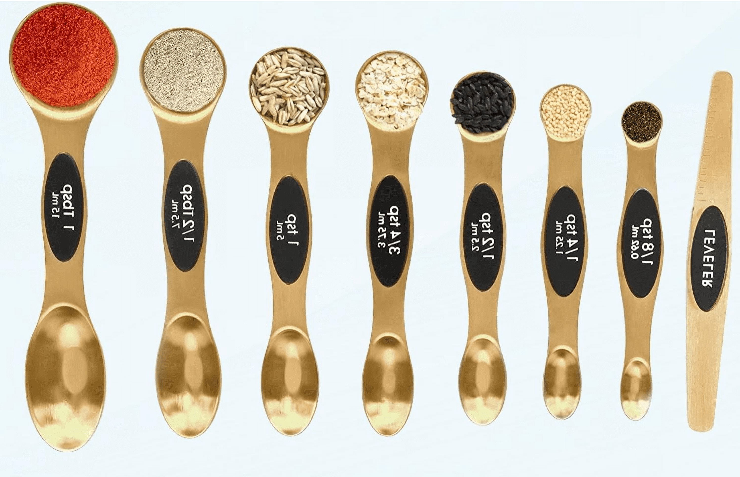 Magnetic Measuring Spoons Set Stainless Steel with Leveler, Stackable ...