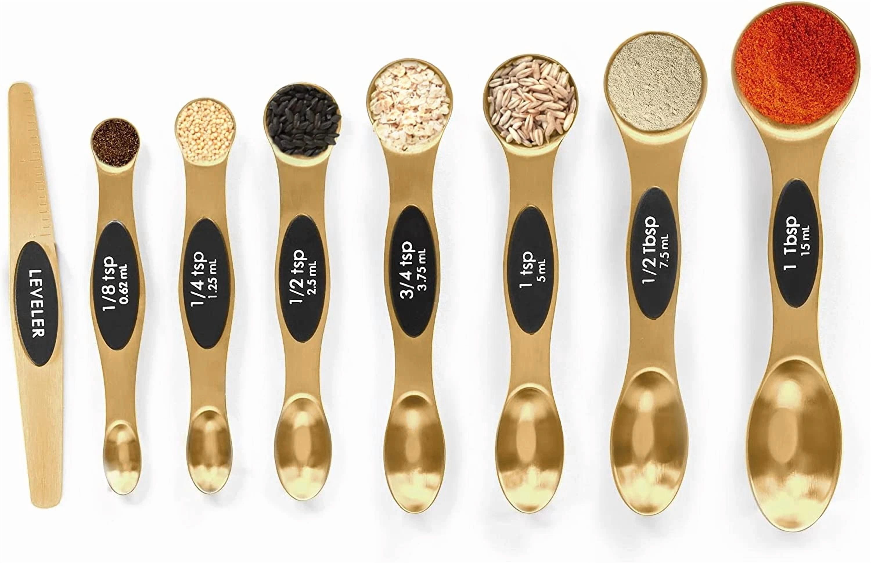 Magnetic Measuring Spoons Set Stainless Steel Leveler Stackable 8 Pcs ...