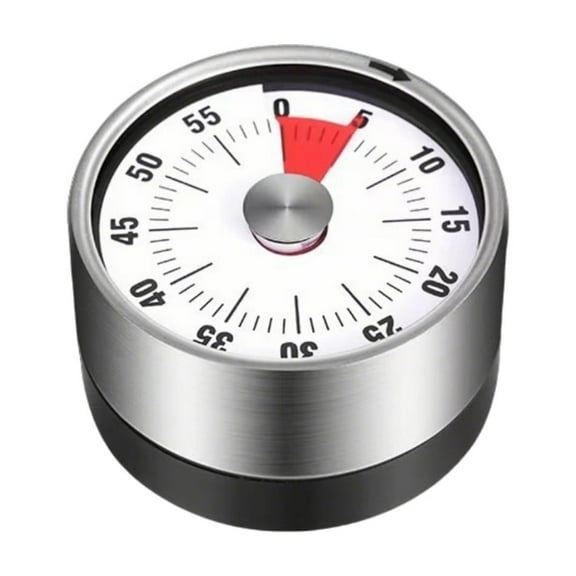 Magnetic Mechanical Kitchen Timer, 1-59Min Wind-Up Analog Alarm Clock, No Battery Needed, Loud Ring for Cooking Baking, Office & Exercise，White