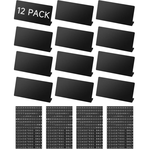 Mini Magnetic Letter Display Sign, Metal L-Shaped Countertop Price Board, 12 4 Pack