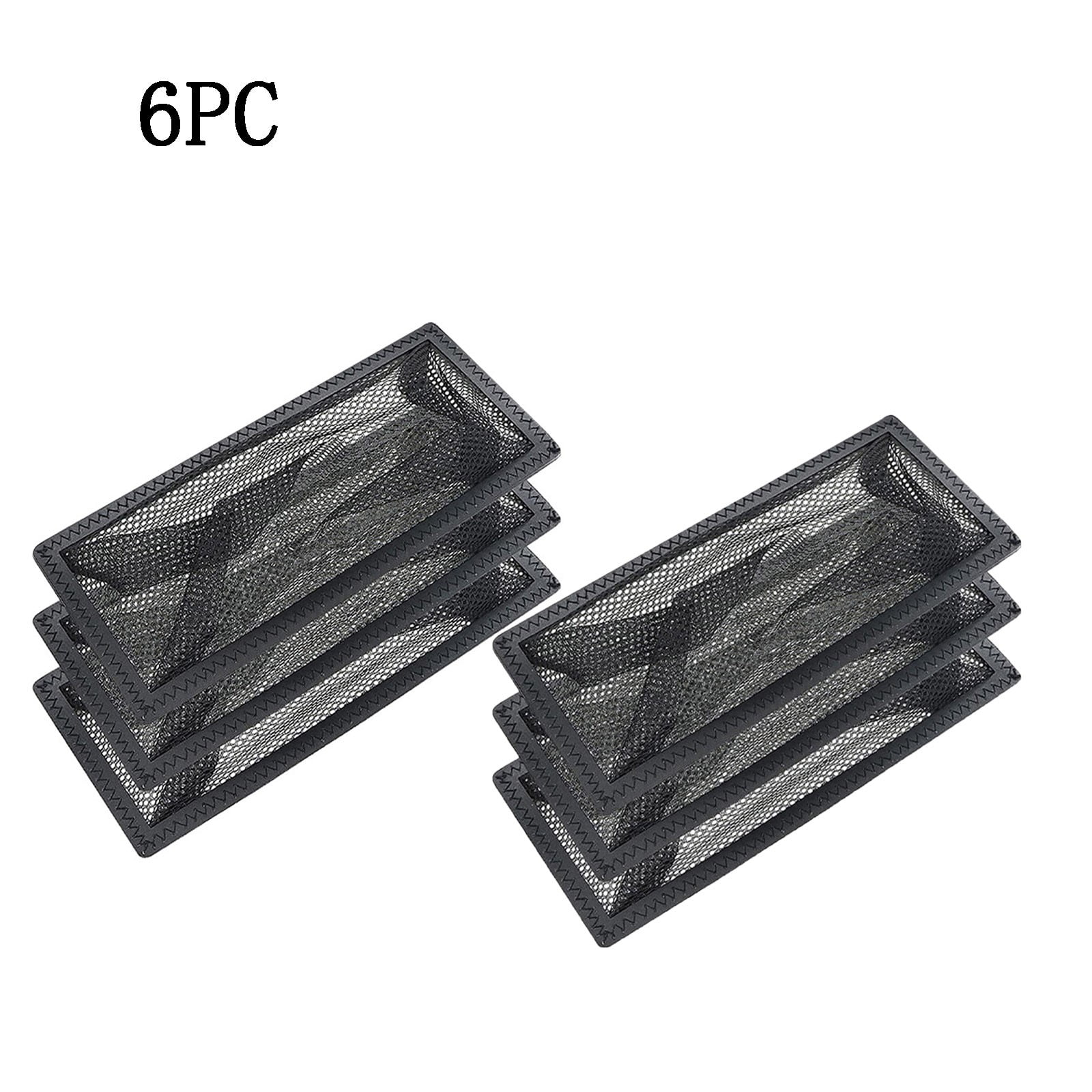Magnetic Mesh Floor Vent Covers 4x10 inch 6-Pack, Pet Hair & Debris Catcher, Reusable Filter for HVAC Vents Black