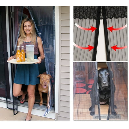 Magnetic Mesh Screen Door - Magic Bug & Mosquito Protector Door Screen - Portable, Removable, Retractable Walk Through Screen Door - Deluxe