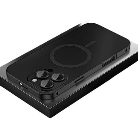 Magnetic Metal Snap-On Case for iPhone 15/16 Pro Max, Magnetic Charging Anti-Collision Matte Protective Case (Black,15pro)