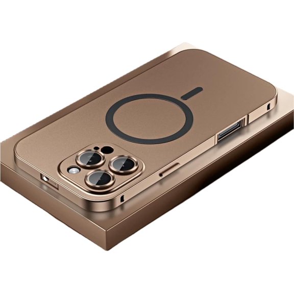 Magnetic Metal Snap-On Case for iPhone 15/16 Pro Max, Magnetic Charging Anti-Collision Matte Protective Case (Gold,16pro)