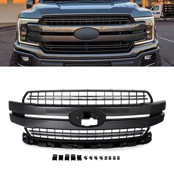 Magnetic Metallic Lariat Style Front Bumper Grille Grill For 2018-2020 Ford F150 F-150