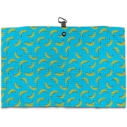 Magnetic Microfiber Waffle Golf Towel   Funny Large 16"x24" Clean Golf Club Ball Magnet Clip to Hang on Bag Cart Strong Premium Strength Ultra Absorbent Gear Black Disc Men Teal Bananas