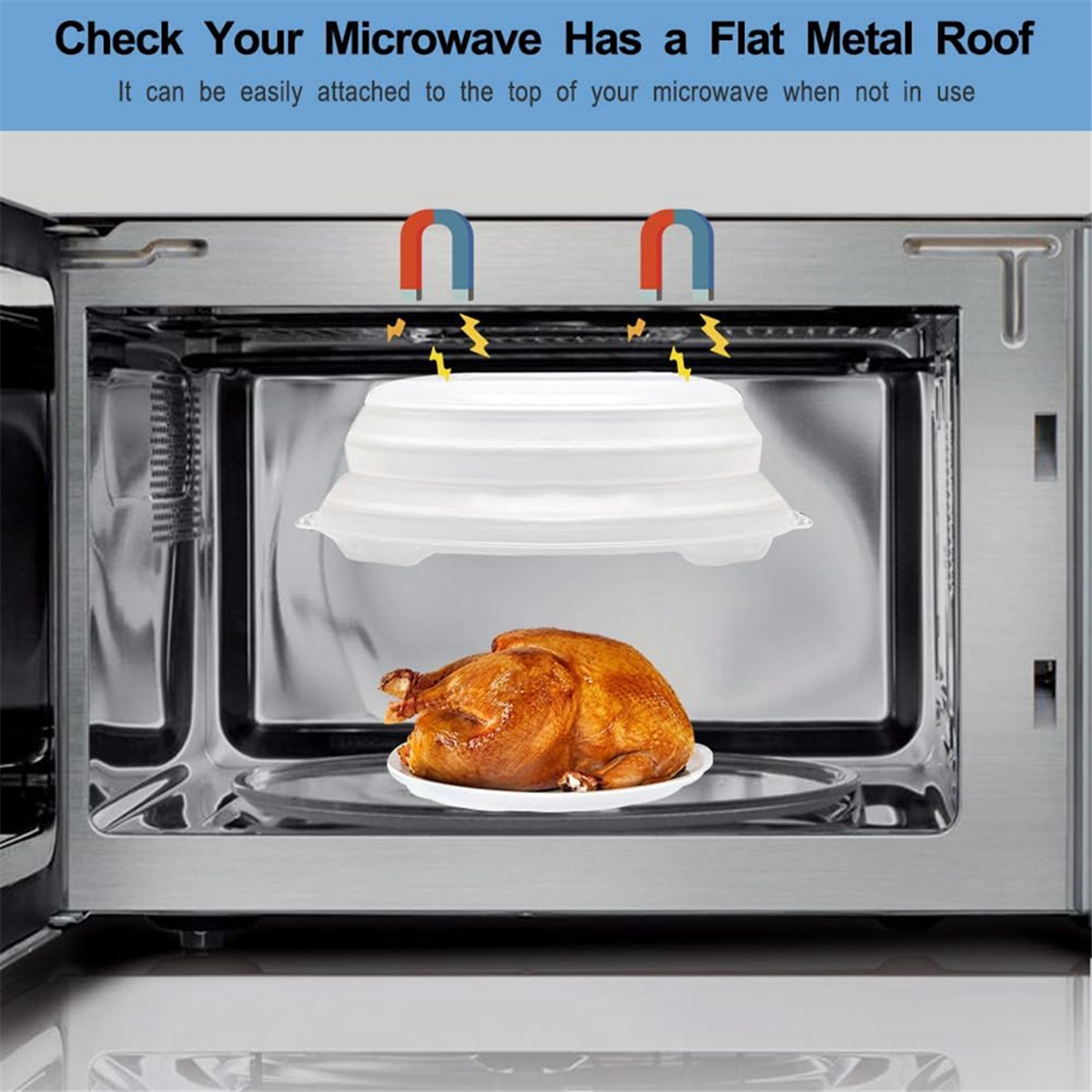 Microwave Cover for Food, Collapsible Microwave Splatter Guard