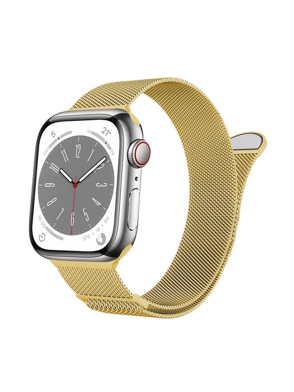 Magnetic Milanese Loop - Compatible with Apple Watch Bands 40mm 41mm 38mm Women Men,Stainless Steel Mesh Metal Strap for iWatch Bands Series 9 8 7 6 5 4 3,SE 2nd Generation, Gold