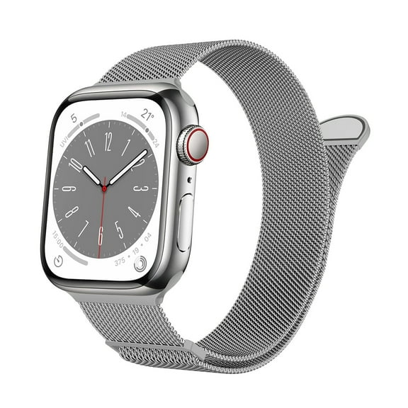Magnetic Milanese Loop - Compatible with Apple Watch Bands 42mm 44mm 45mm 49mm Women Men,Stainless Steel Mesh Metal Strap for iWatch Bands Series 9 8 7 6 5 4 3,SE 2nd Generation, Silver