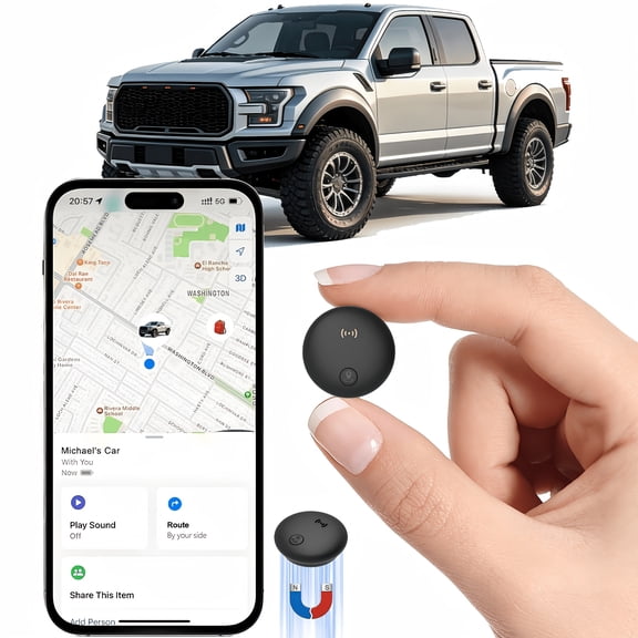 Magnetic Mini Car GPS Tracker, Real-Time Tracking, No SIM & Monthly Fee, Works with iOS Find My, Anti-Theft Locator for Car Bike Truck