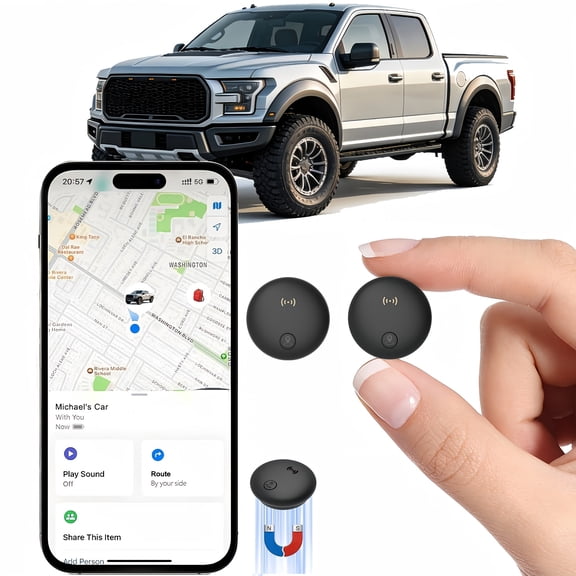Magnetic Mini GPS Car Tracker, Real-Time Tracking, Built-in Strong Magnet, No Monthly Fees & No SIM Card, Compatible with Apple Find My, Anti-Theft Locator for Cars, Trucks & Bicycles, Only for iOS