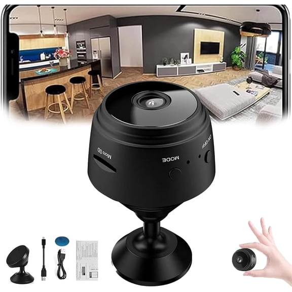 Magnetic Mini Security Camera Outdoor, Mini Security Cameras for Home Security, Mini 1080p HD Wireless Magnetic Security Camera, Nanny Cams Wireless with Cell Phone App and Sound(1, Black)