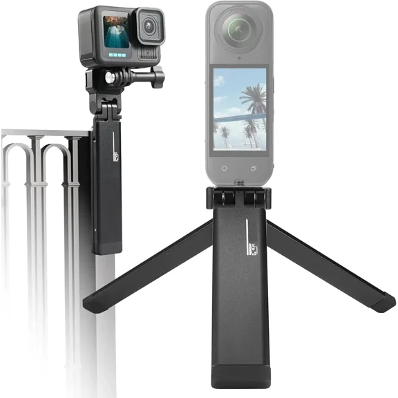 Magnetic Mini Tripod Mount for Insta360 X5 X4, for GoPro 13 12 11 Max 2, Flexible Desktop Tripod Stand for DJI Action 5 Pro Osmo 360 Accessories, Metal Selfie Stick Handle Grip with 1/4 Thread Screw