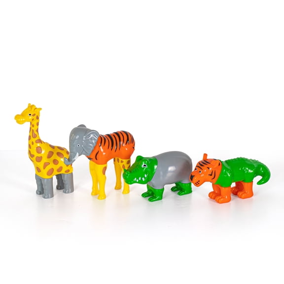Magnetic Mix or Match Jungle Animals Toy Play Set, 16 Pieces