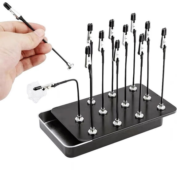 Magnetic Model Painting Stand Base Holder with Flexible Gooseneck and Alligator Clip Sticks for Gundam and Miniatures Airbrushing and Hobby DIY