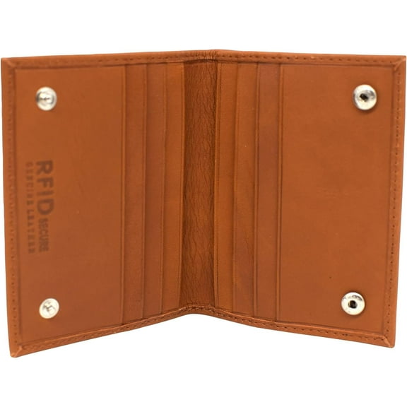 Magnetic Money Clip Wallet - Genuine Leather Bifold Credit Card ID Holder with Snap Closure Tan