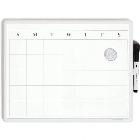Magnetic Monthly Calendar Whiteboard, 14" x 11", Dry Erase Monthly Planner Board, Magnetic Calendar for Home, Office, Kitchen, Classroom, Includes Marker & Magnet