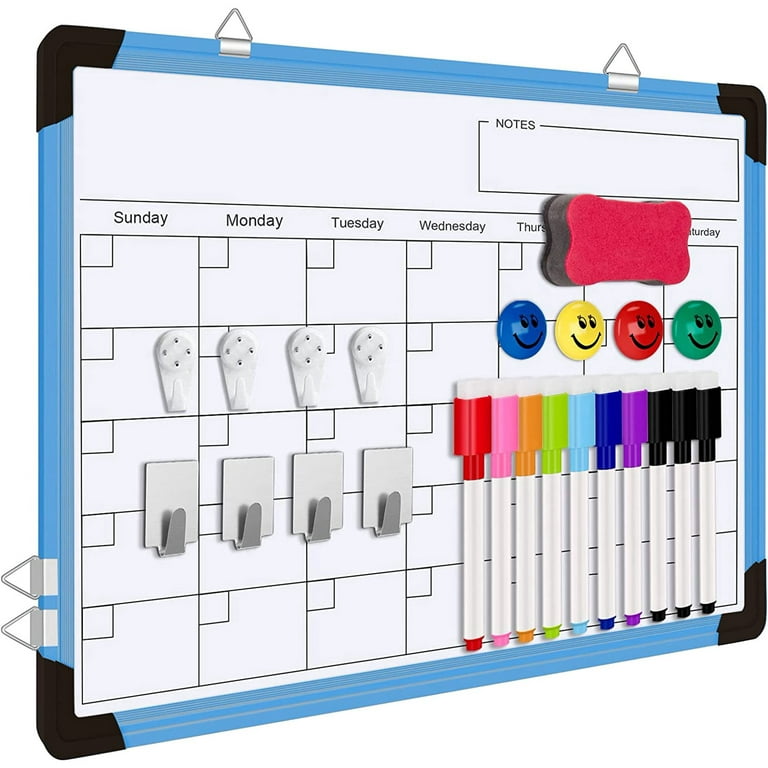 Magnetic Monthly Dry Erase Board for Wall - 16 x 12 Monthly Planner  Whiteboard Calendar, Double Sided Memo Notes Boards Hanging White Board for  School Restaurant Office 