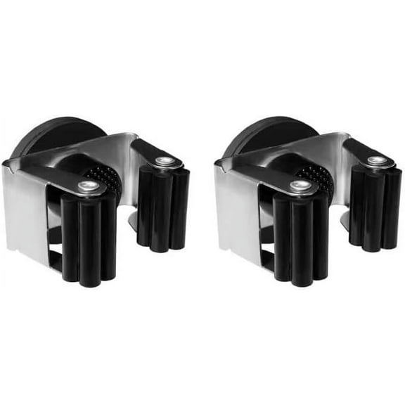 Magnetic Mop Broom Holder , 2pcs Movable Broom Clip, No Drilling Magnetic Broom Mop Rack Hanger for Home, Bathroom, Kitchen, Garage, Garden