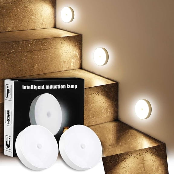 Magnetic Motion Sensor Light, 2 Pack USB Rechargeable LED Night Light, Battery Operated Cordless for Closet Hallway Bathroom, Cruise Ship Safe