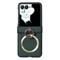 thumbnail image 1 of Magnetic for Motorola Razr 2024 Case with Hinge Protection, Classic PU Leather Protective Case with Finger Ring Stand Shockproof Phone Cover Case for Motorola Razr 2024, Green, 1 of 8