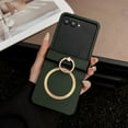thumbnail image 1 of Magnetic for Motorola Razr 60 Ultra Case with Hinge Protection, Classic PU Leather Protective Case with Finger Ring Stand Shockproof Phone Cover Case for Motorola Razr 60 Ultra, Green, 1 of 9