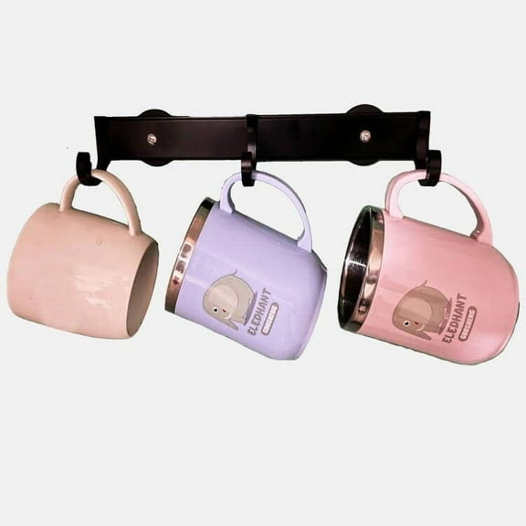 Magnetic Mug Rack Coffee Cup Holder Display Hanging Cups Drying Hook,3 Adjustable Hook Rail, Space Saver Organizer for Refrigerator,for Coffee Mugs, Tea Cups,Towel,Bag,Glove,etc