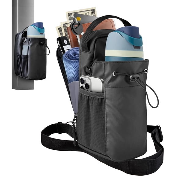 Magnetic Multi-compartment Gym Bag with Adjustable Shoulder Strap, Black