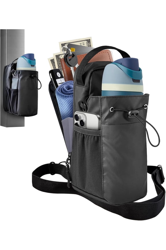 Magnetic Multi-compartment Gym Bag with Adjustable Shoulder Strap, Black