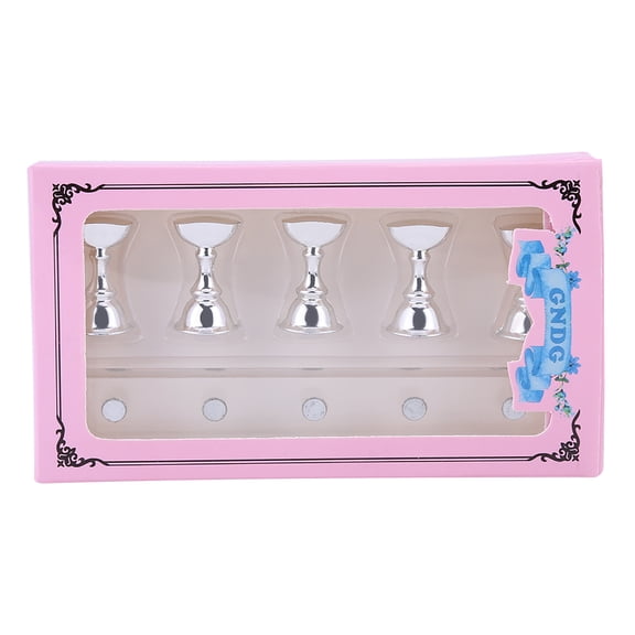 Magnetic Nail Art Tip Holders 5Pcs Set, Chess Board Display Practice Train Stand for Professional Manicure Design Display and Nail Art Training, Portable Silver (5.12 inches / 13 cm Length)