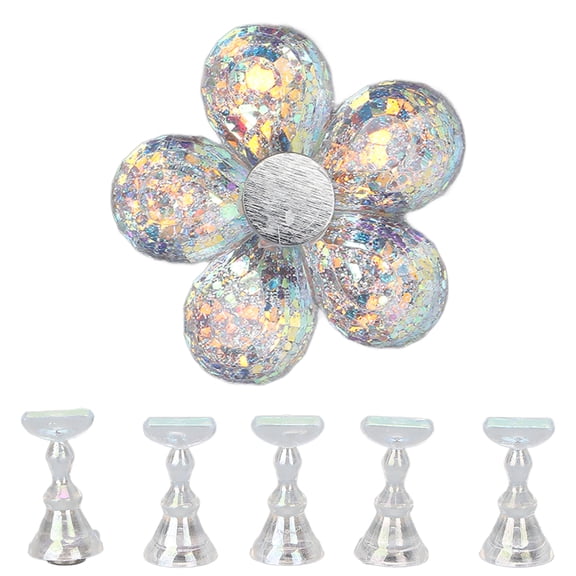 Magnetic Nail Practice Stand with Base Aurora White 6-Piece Set Professional Training Display Holder for Acrylic Gel Painting Art Home Salon Beginners (11 inches / 27.9 cm)