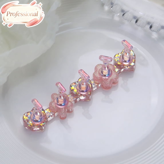 Magnetic Nail Stand for Press On Nails, Glitter Acrylic Nail Tip Holder Base with 10 Nail Holders, Nail Art Practice Display Stand for False Nails Gel Painting DIY Manicure Home Salon